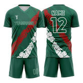 Custom Green Red-White Mexico Soccer Jersey Uniform Set